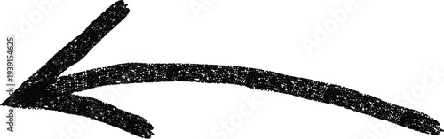 Hand-Drawn Bold Black Left Arrow with Brush Stroke on White Background, Creative Directional Graphic