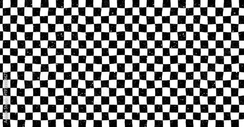 Hand-Drawn Distressed Checkerboard Seamless Pattern