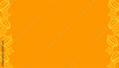 Starfruit background Pattern. Carambola Fruit Illustration. Handdrawn Tropical Food Doodle. Repeating Exotic Fruit Texture. Minimalist Botanical Background. Fresh Fruit Pattern Design.