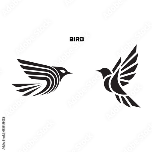 Elegant Flying Bird Silhouette Icon Set for Modern Logo and Design