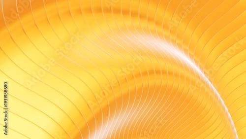 Orange striped background with lines pattern, abstract waves banner, 3D llust...