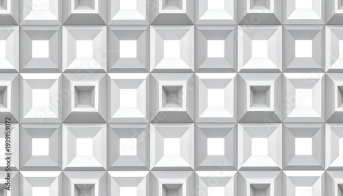 White tile pattern of nested squares gives depth with slight shadows, creating an embossed appearance in the background