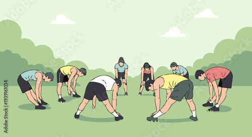 Group of People Doing Stretching Exercises.