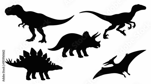 Collection of Prehistoric Dinosaurs Silhouettes.