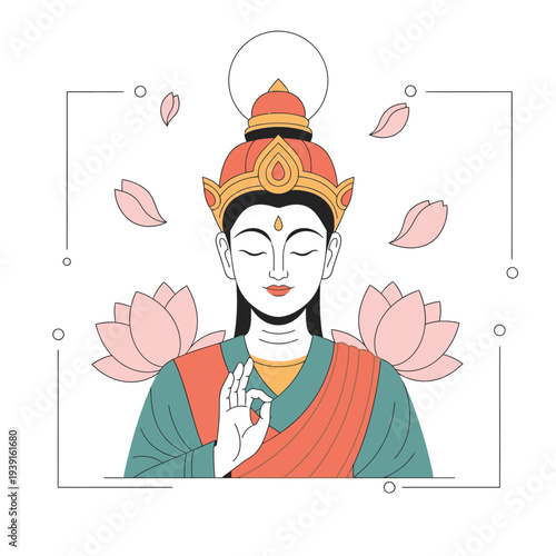 Buddha meditation lotus spiritual illustration vector