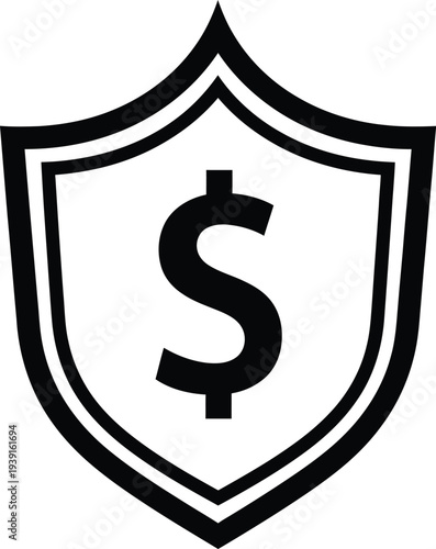 Shield with dollar sign icon for financial protection and security