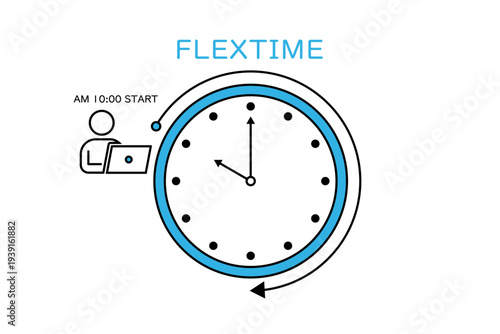 フレックスタイム制をイメージしたイラスト素材
