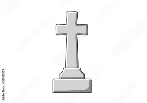 A simple stone cross, often found in cemeteries as a memorial marker for the deceased