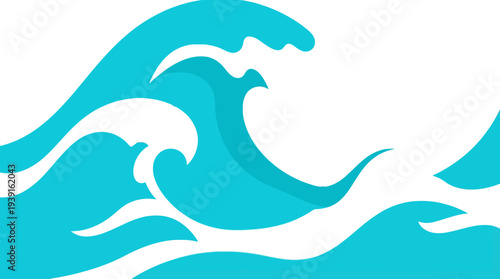 Stylized ocean wave illustration with turquoise color.
