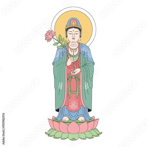 Bodhisattva lotus flower spiritual illustration vector