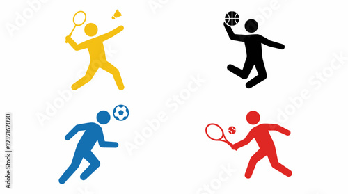 Colorful Tennis Players in Action Poses.