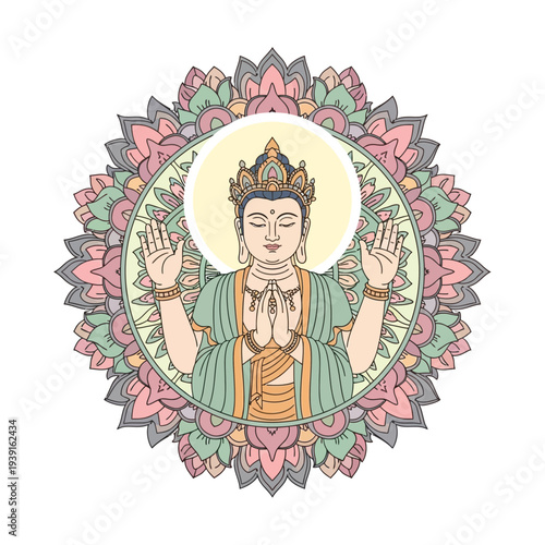 Bodhisattva mandala meditation spiritual illustration vector