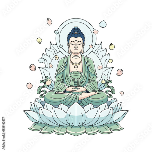 Buddha sitting lotus meditation illustration vector