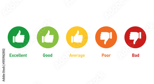 Customer Feedback Rating Icons Set Vector with Thumbs Up and Down