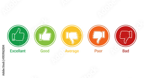 Customer feedback rating scale vector with thumbs up and down icons