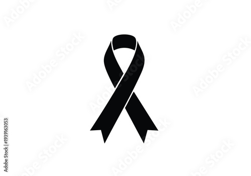 A symbol of mourning and remembrance, a black ribbon is displayed against a plain white background, representing sympathy and support during times of loss or tragedy