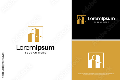 Abstract building real estate logo design template