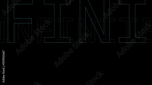 Abstract Digital Infinite Text Animation with Glitch Effect on Black Background. Futuristic Looping Technology Motion Graphics Opener.