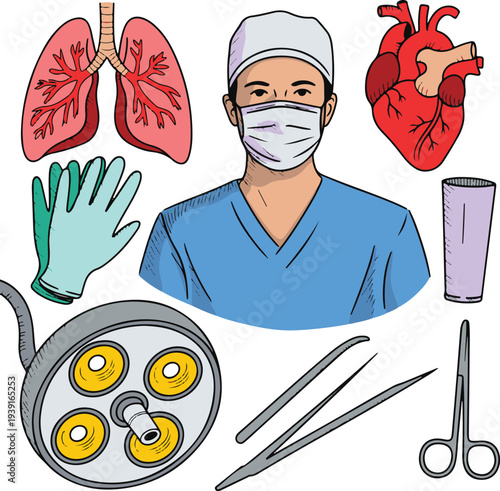 Professional Surgery Medical Equipment Set, art work 