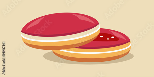 Dorayaki japanese dessert pancakes with sweet red bean filling traditional asian confectionery snack flat vector illustration