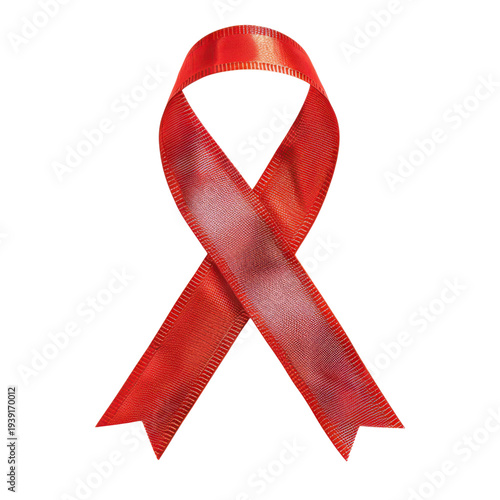 Red awareness ribbon symbol for health support and charity campaign isolated on Transparent Background