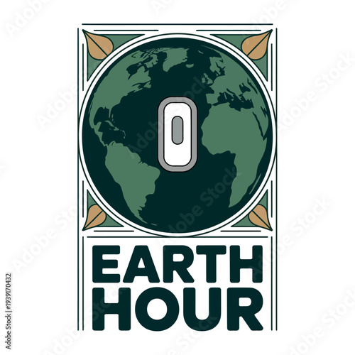 Earth Hour Campaign with Globe and Power Button Design for Environmental Awareness