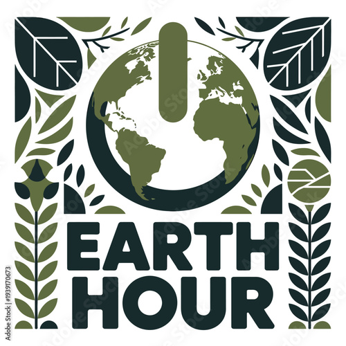 Earth Hour Campaign with Globe and Power Button Design for Environmental Awareness