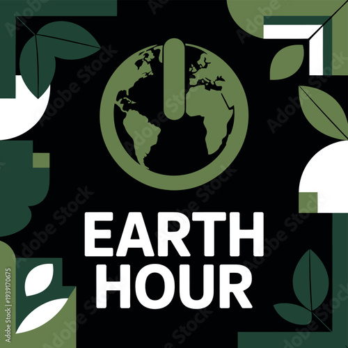 Earth Hour Campaign with Globe and Power Button Design for Environmental Awareness