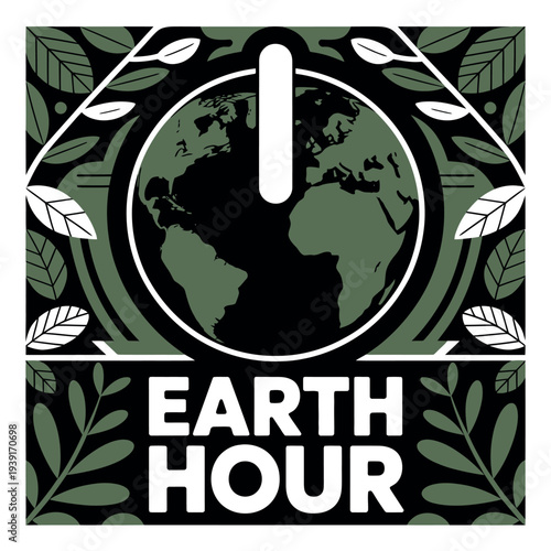 Earth Hour Campaign with Globe and Power Button Design for Environmental Awareness