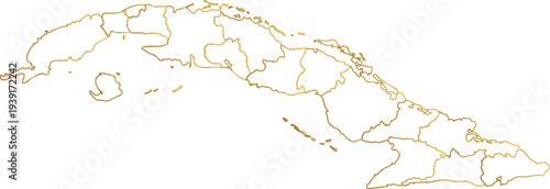 Golden map of Cuba With States