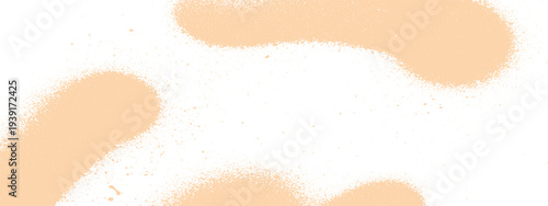 Warm apricot spray paint streaks and spots on white background, distressed graphic element for design