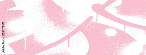 Pink Graffiti Style Spray Paint Strokes and Drips on White Background