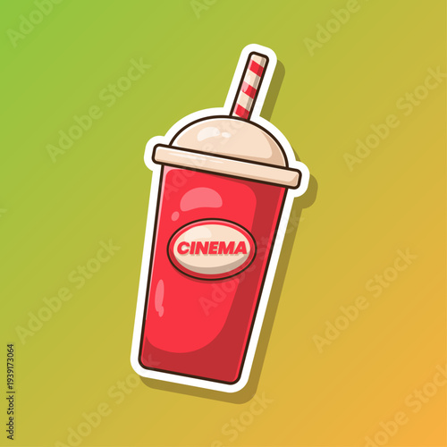 Delicious cinema drink illustration cartoon vector isolated on background with cute and simple design concept. Movie time. Cinema. Theater