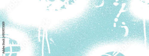 Light Blue Abstract Spray Paint Splatter and Drips on White Background