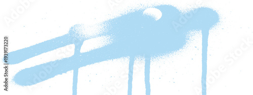 Abstract blue spray paint splashes and drips on a white background