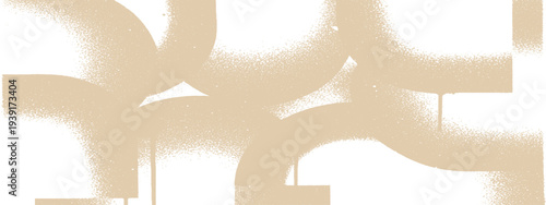 Beige abstract wavy shapes with spray paint texture and drips