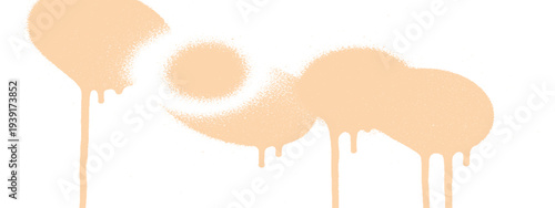 Abstract spray paint cloud and drips in light orange on white background, artistic graphic element
