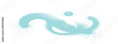Abstract light blue swirl and dot shape with fine splatter