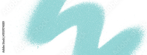 Abstract turquoise wavy shape with fine splatter detail on white background