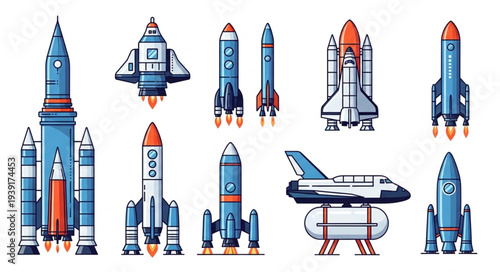 Collection of Various Space Rockets and Spacecraft Designs.