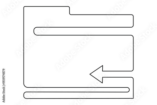 Folder icon continuous one line drawing minimalist outline vector illustration
