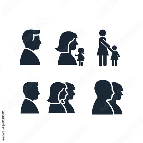 Family generations bonding moments flat design vector illustration