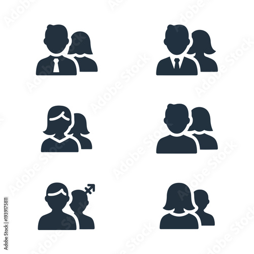 Group Icons Representing Unity and Diversity: A collection of symbolic icons depicts diverse groups of individuals, embodying the principles of teamwork, cooperation, and the strength found in unity.