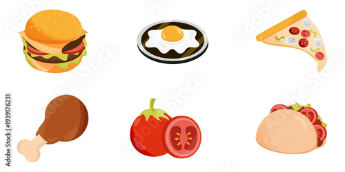 Set of 6 Food and Drink Icons Vector