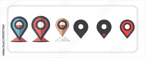Location Icons and Map Pin  Set of Location Pins with Water Drop Icons or  Diamond Icons with Glowing Effect