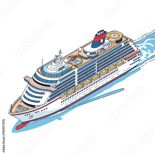 Luxury Cruise Ship Sailing Through Calm Waters.