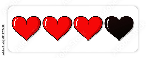 Romantic Candles and Red Hearts Collection and Heart Health Bar with Three Red and One Black Heart