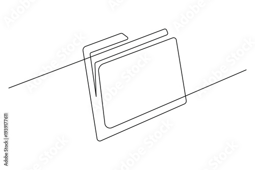 Folder icon continuous one line drawing minimalist outline vector illustration
