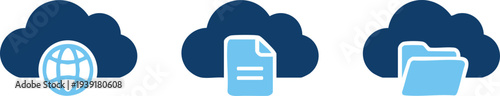 Set of 3 cloud computing icons vector