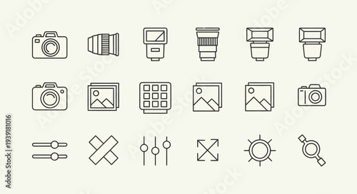 Collection of Simple Line Icons for Photography.
